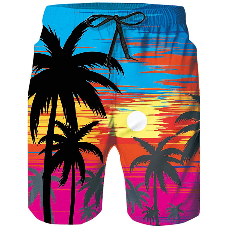 Sunset Palm Tree Funny Swim Trunks