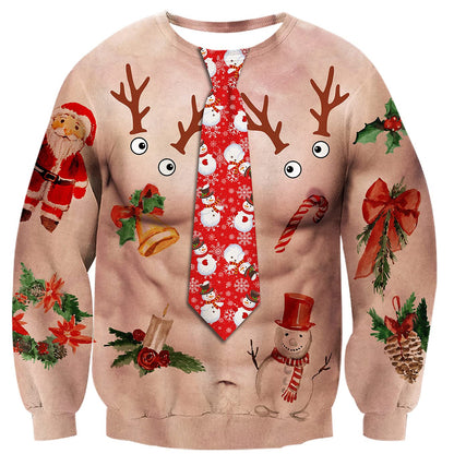 Weihnachtsmann mit nackten Muskeln, hässliches Weihnachts-Sweatshirt