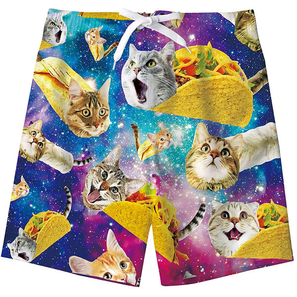 Space Taco Cat Funny Boy Swim Trunk