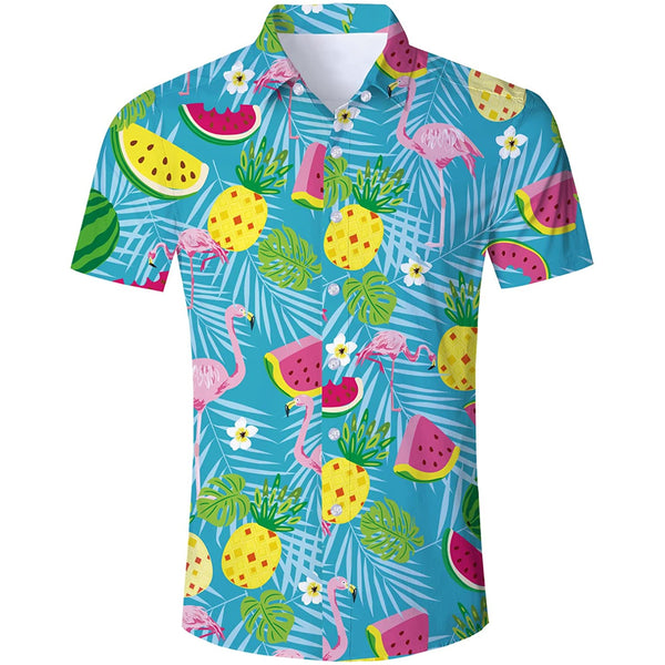 Flamingo Fruits Funny Hawaiian Shirt