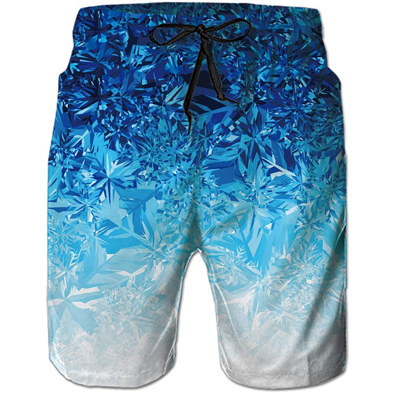 Blue Snowflake Funny Swim Trunks