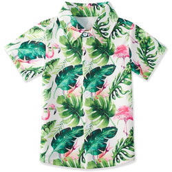 Tropical Leaf Flamingo Funny Toddler Hawaiian Shirt