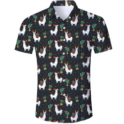 Alpaca Cactus Kerstmis Grappig Hawaiiaans Shirt
