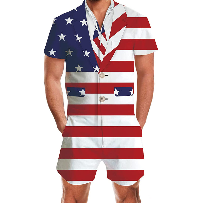 American Flag Tuxedo Men Romper