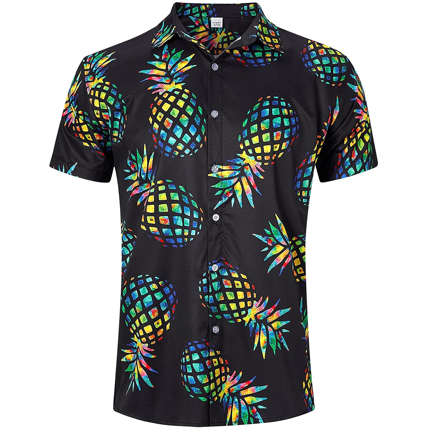 Bunte Ananas schwarz lustige Hawaiian Shirt