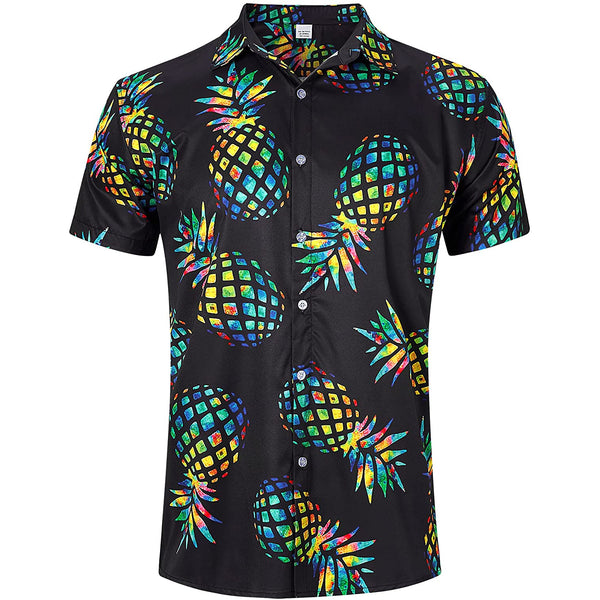 Colorful Pineapple Black Funny Hawaiian Shirt