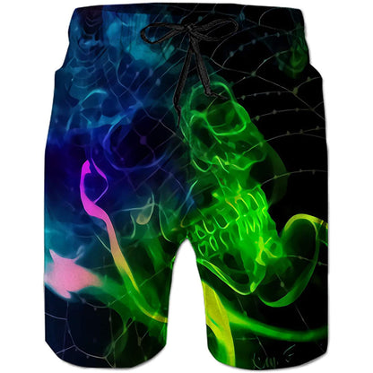 Colorful Smoke Skull Funny Swim Trunks