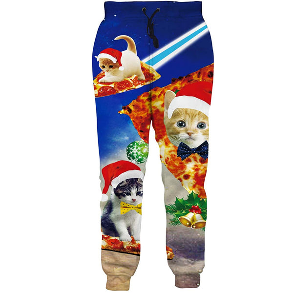 Christmas Pizza Cat Funny Sweatpants