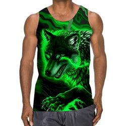 Green Wolf Funny Tank Top