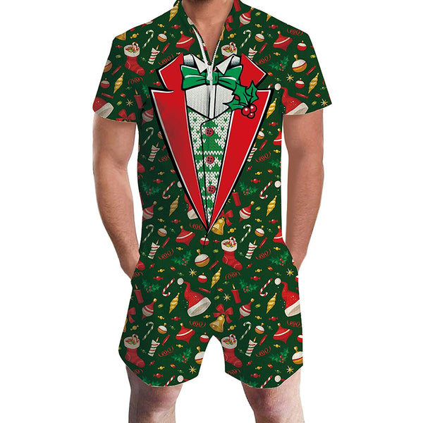 Christmas Tuxedo Male Romper