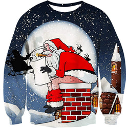 Smoking Santa Pooping Chimney Ugly Christmas Sweater