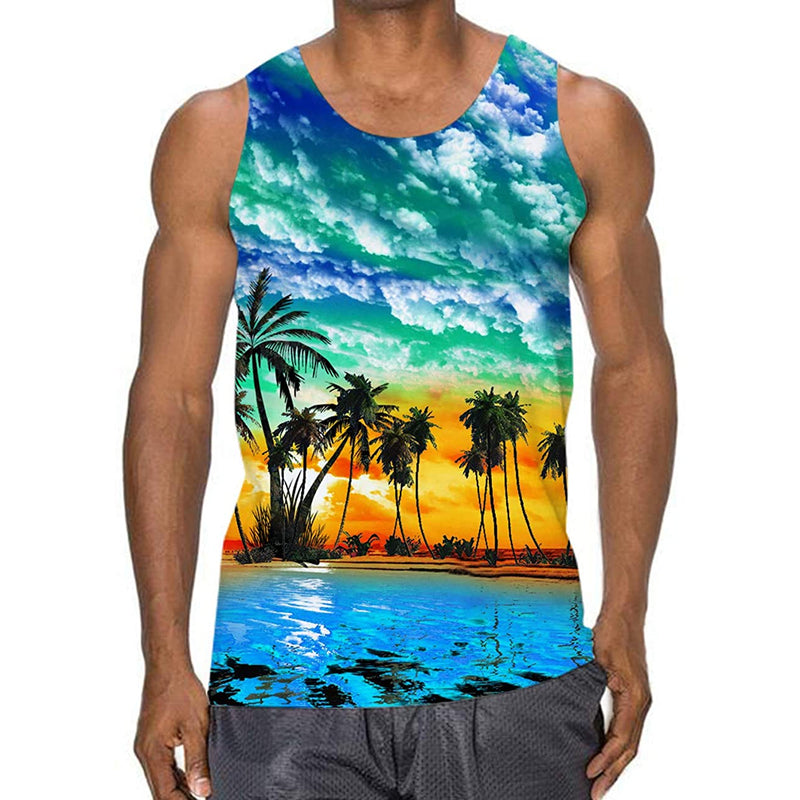 Sunset Palm Tree Funny Tank Top