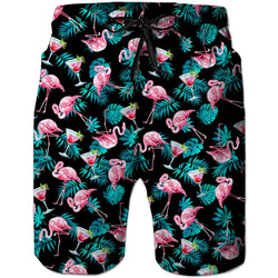 Pink Flamingo Funny Swim Trunks