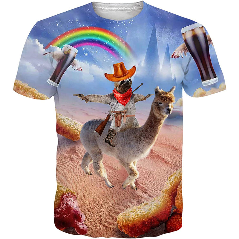 Cowboy Sloth Riding Llama Funny T Shirt