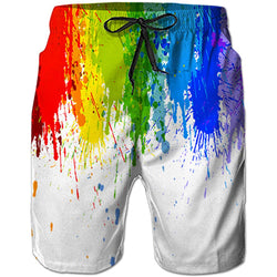 Paint Splatter White Funny Swim Trunks