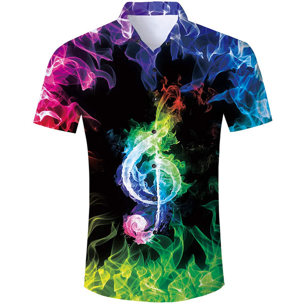 Colorful Flame Music Funny Hawaiian Shirt