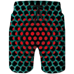 Red Honeycomb Funny Swim Trunks