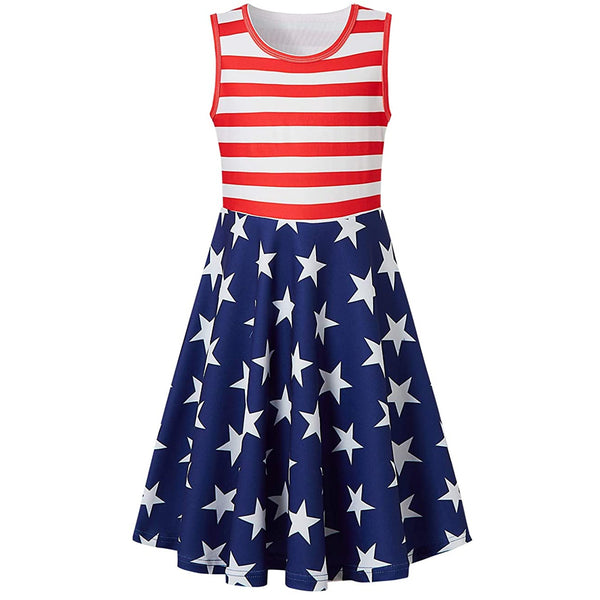 Stripe American Flag Funny Girl Dress