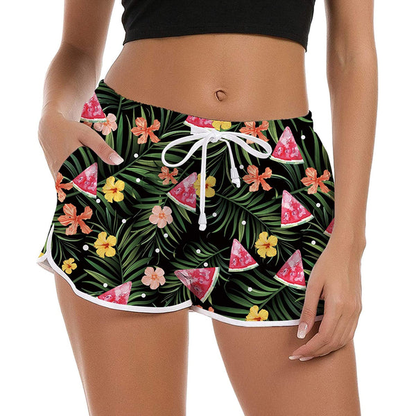 Tropical Watermelon Funny Board Shorts for Women