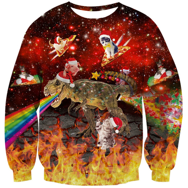 Pig Cat Rainbow Dinosaur Ugly Christmas Sweater