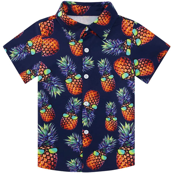 Pineapple Black Funny Toddler Hawaiian Shirt