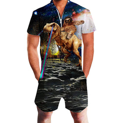 Sloth Riding Dinosaur Male Romper