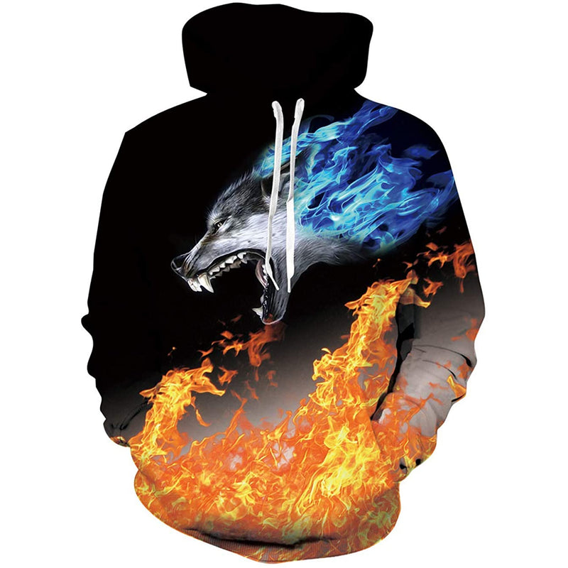 Fire Wolf Funny Hoodie