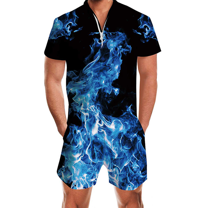 D&F Blue Flame Funny Hawaiian Shirt 3XL / Blue