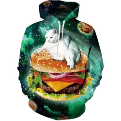 Hamburger Cat Funny Hoodie