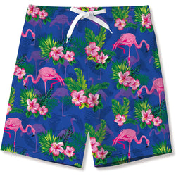 Tropical Pink Flamingos Funny Boy Swim Trunk