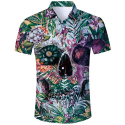 Floral Leaf Skull Funny Hawaiian Shirt