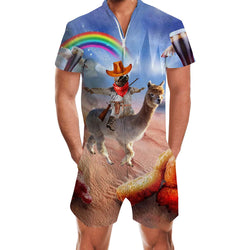 Cowboy Sloth Riding Llama Men Romper