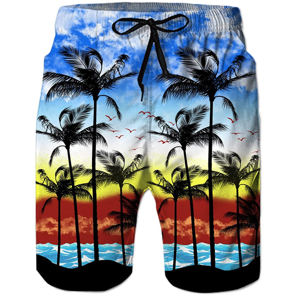 Colorful Palm Tree Funny Swim Trunks