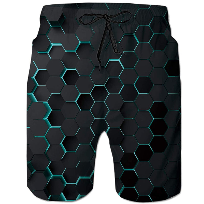 Honeycomb Blue Funny Swim Trunks