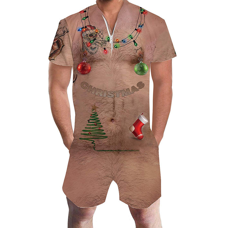 Christmas Hairy Chest Male Romper