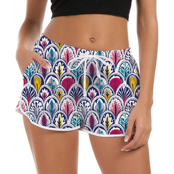 Colorful Feather Funny Board Shorts for Women