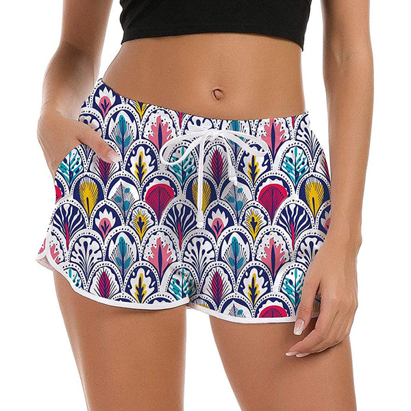 Colorful Feather Funny Board Shorts for Women