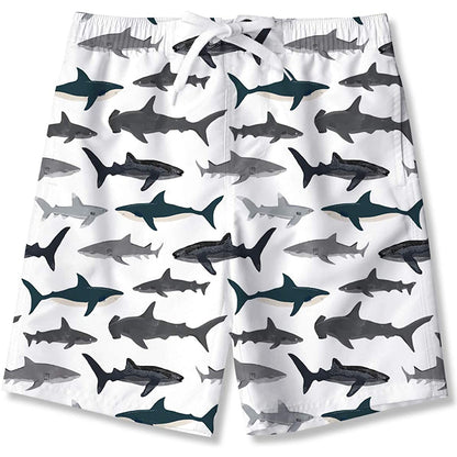 Lustige Badehose für Jungen mit Haimotiv, weiß
