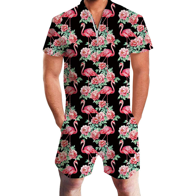 Rose Flamingo Male Romper