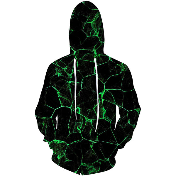 Green Flame Zip Hoodie