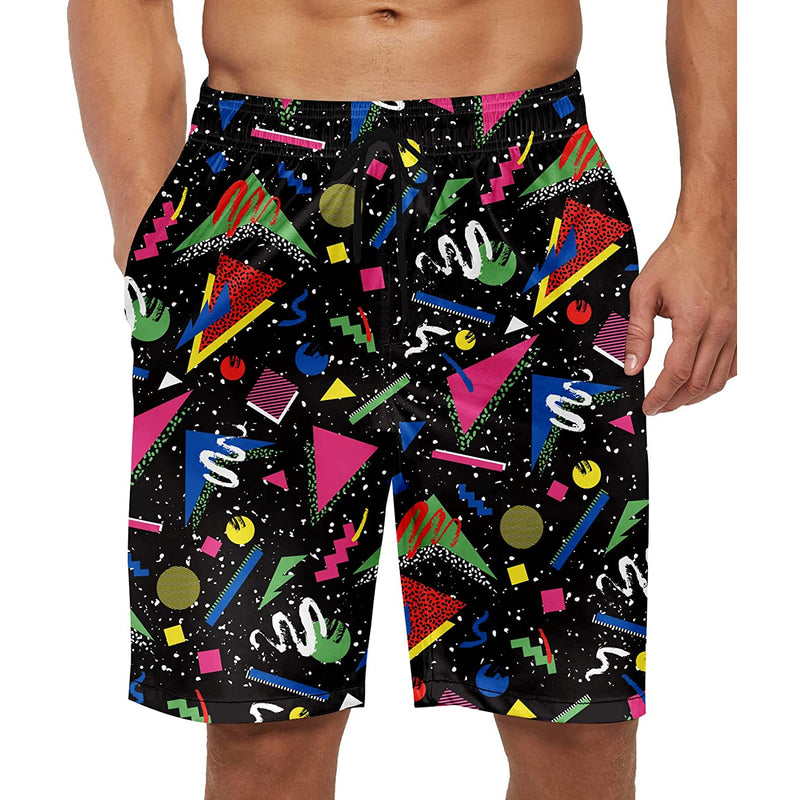 80s Black Funny Swim Trunks