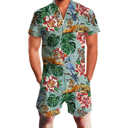 Palm Leaf Tiger Male Romper