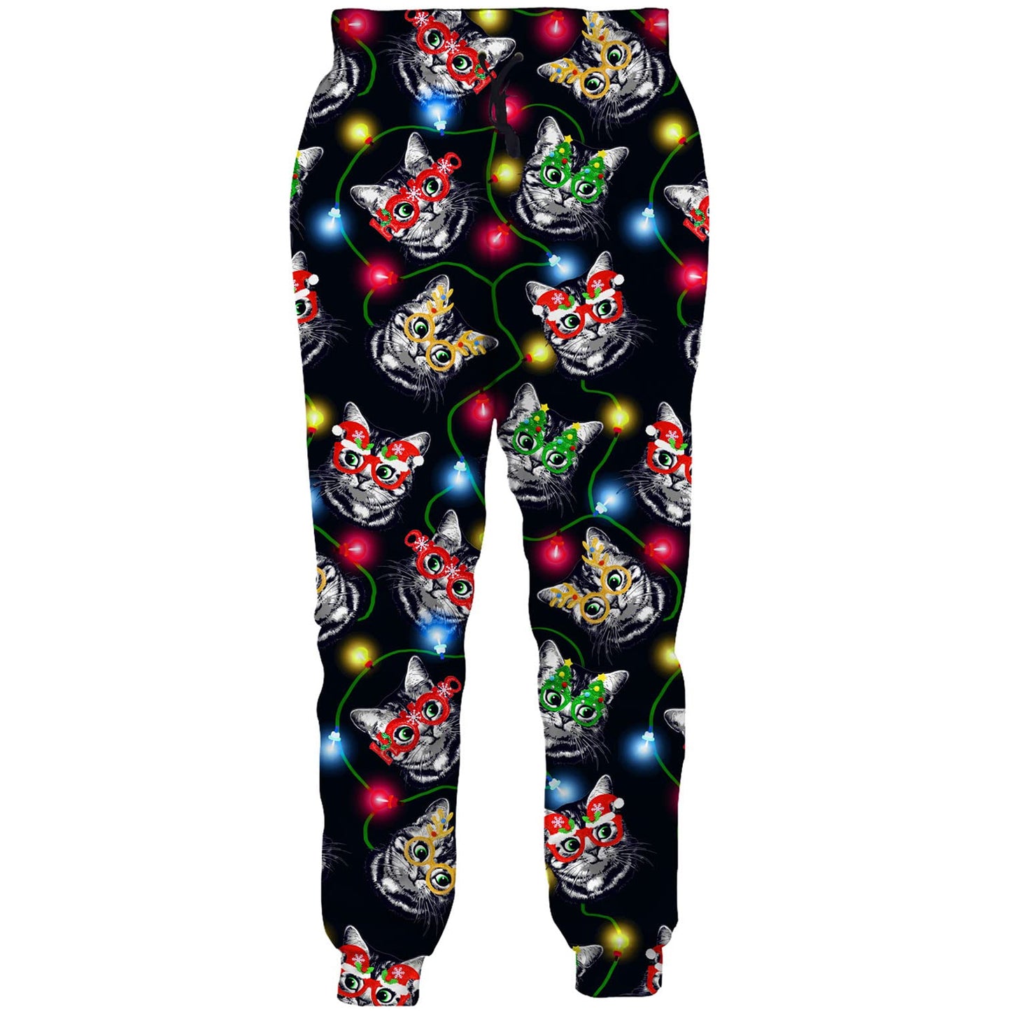 Christmas Glasses Cat Funny Sweatpants