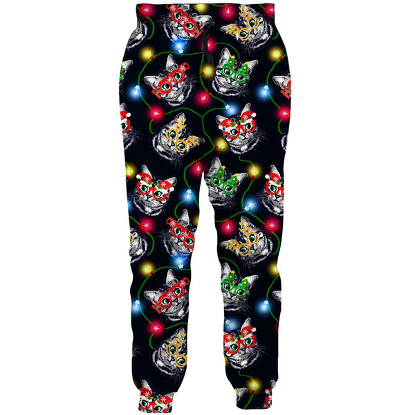 Christmas Glasses Cat Funny Sweatpants