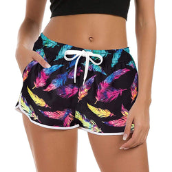 Colorful Feather Funny Board Shorts for Women