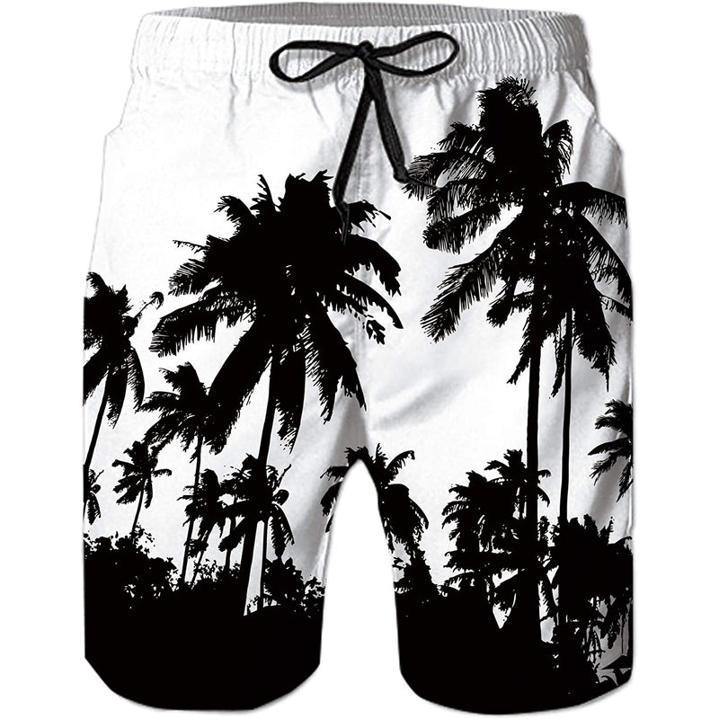 Black Palm Tree Funny Swim Trunks