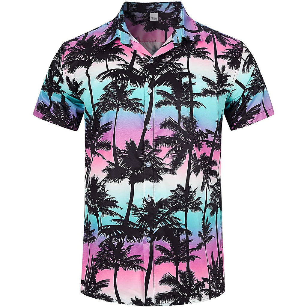 Pink Blue Palm Tree Funny Hawaiian Shirt – D&F Clothing