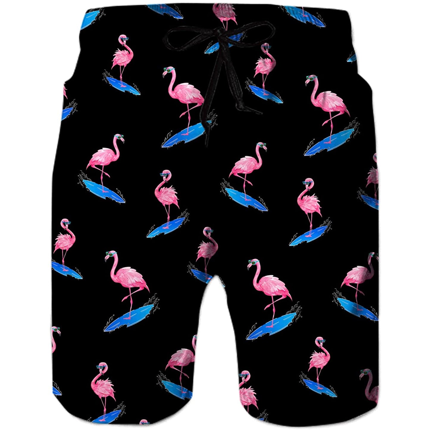 Lustige Badehose mit Surf-Flamingo