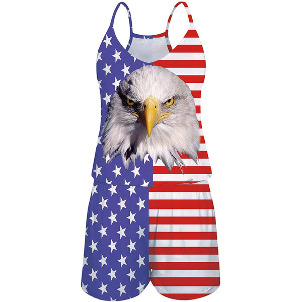 American Flag Eagle Funny Romper for Women