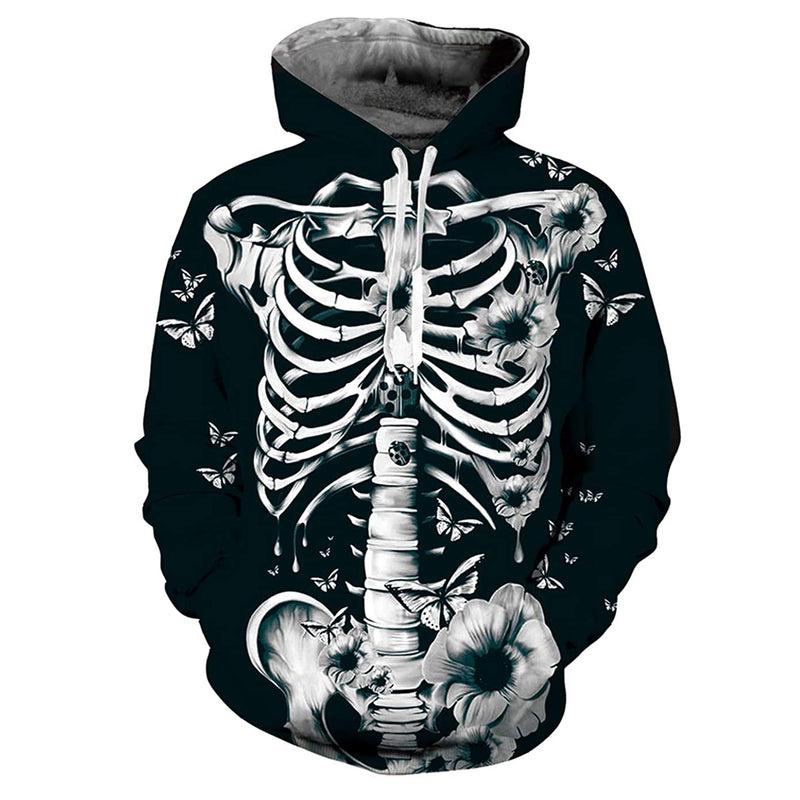 Crazy Skeleton Polyester skull Hoodie Coat